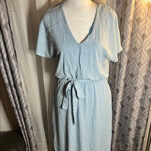 Sienna Sky Soft Blue Tie-Waist Midi Dress